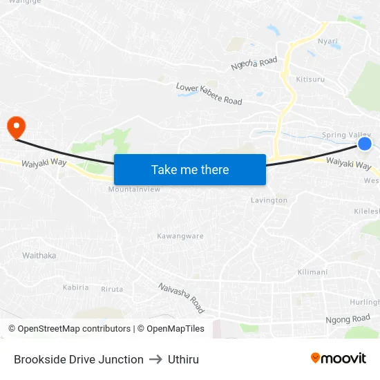Brookside Drive Junction to Uthiru map