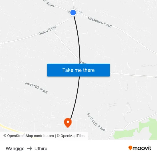 Wangige to Uthiru map