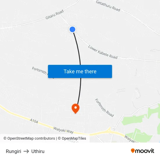 Rungiri to Uthiru map