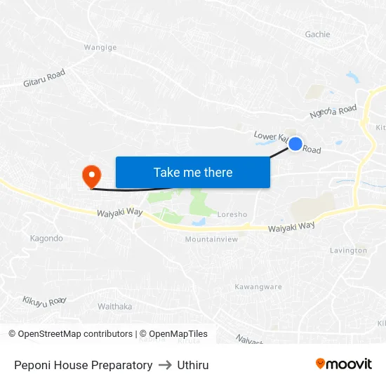 Peponi House Preparatory to Uthiru map