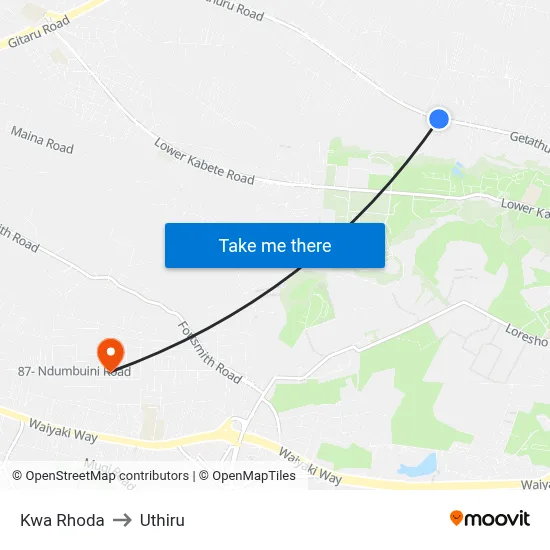 Kwa Rhoda to Uthiru map