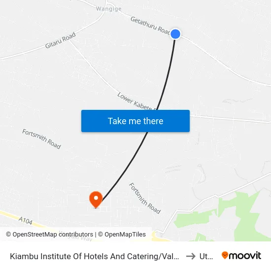 Kiambu Institute Of Hotels And Catering/Valence School to Uthiru map