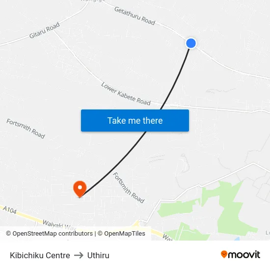 Kibichiku Centre to Uthiru map