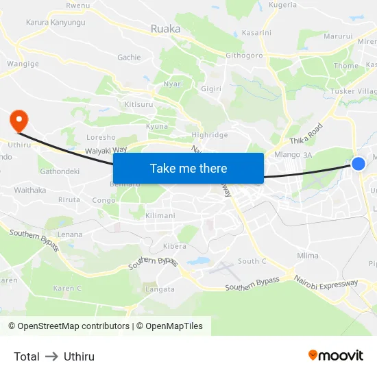 Total to Uthiru map