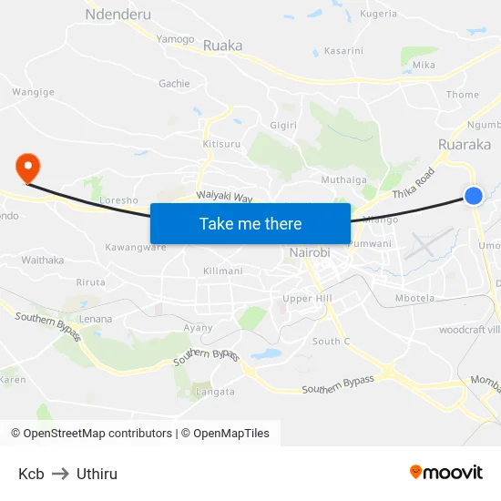 Kcb to Uthiru map