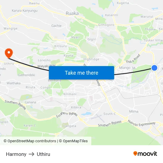 Harmony to Uthiru map