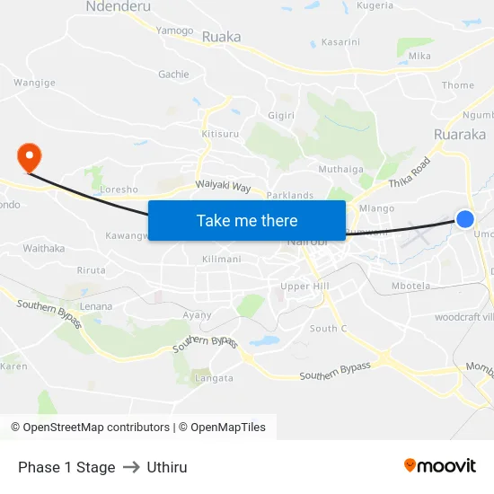 Phase 1 Stage to Uthiru map