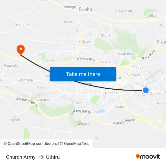 Church Army to Uthiru map