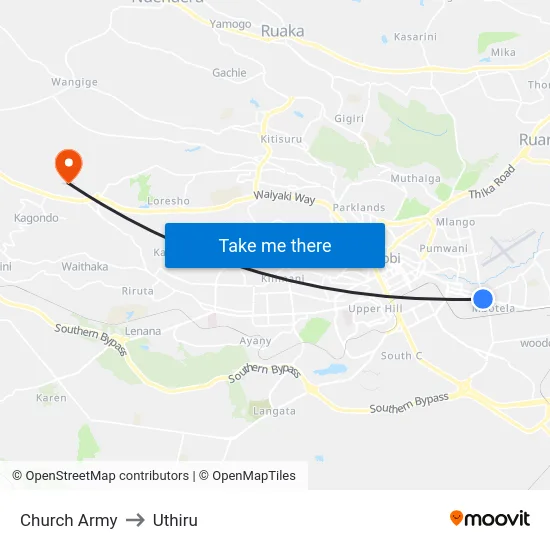 Church Army to Uthiru map