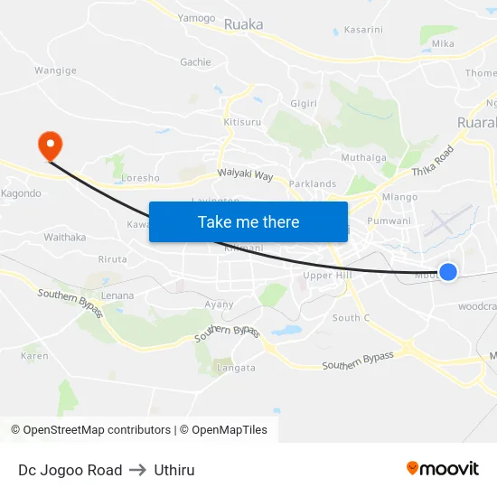 Dc Jogoo Road to Uthiru map