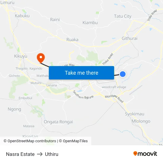 Nasra Estate to Uthiru map