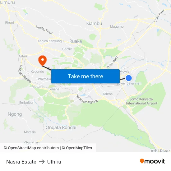 Nasra Estate to Uthiru map