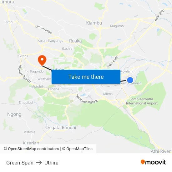 Green Span to Uthiru map