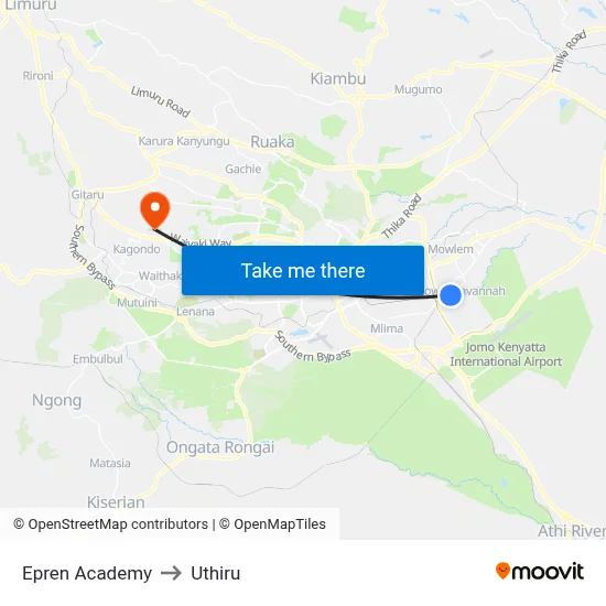 Epren Academy to Uthiru map