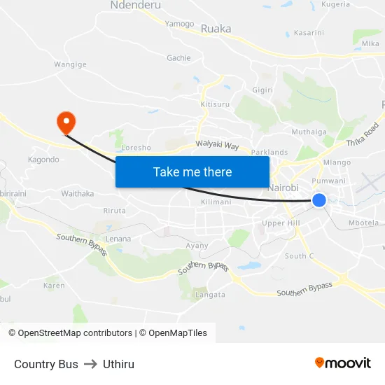 Country Bus to Uthiru map