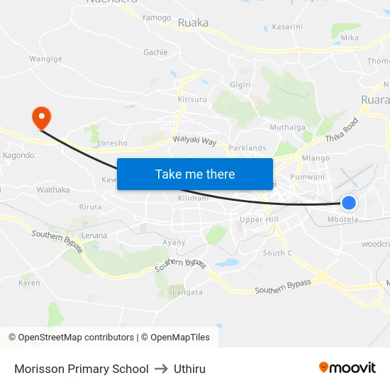 Morisson Primary School to Uthiru map