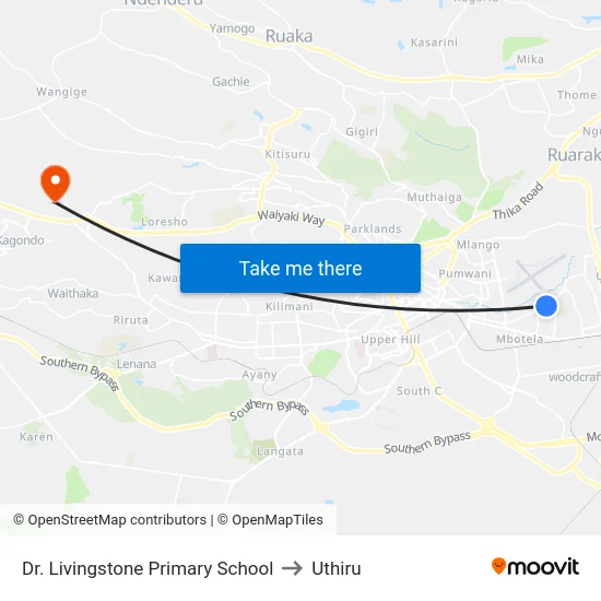Dr. Livingstone Primary School to Uthiru map