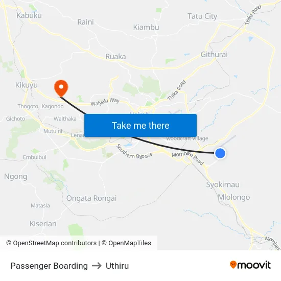 Passenger Boarding to Uthiru map