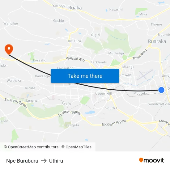 Npc Buruburu to Uthiru map