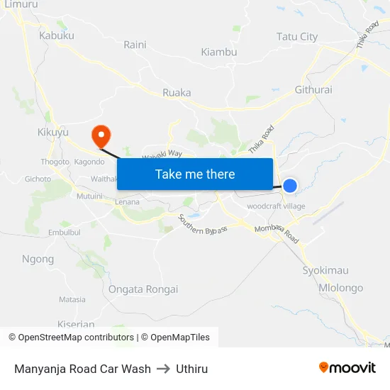 Manyanja Road Car Wash to Uthiru map
