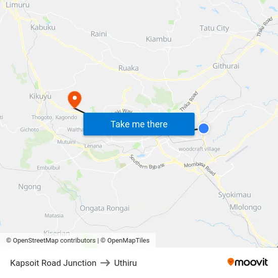 Kapsoit Road Junction to Uthiru map
