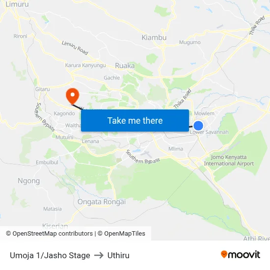 Umoja 1/Jasho Stage to Uthiru map