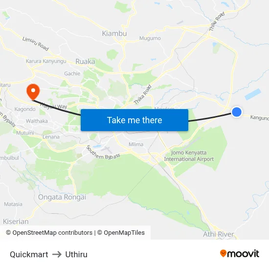 Quickmart to Uthiru map