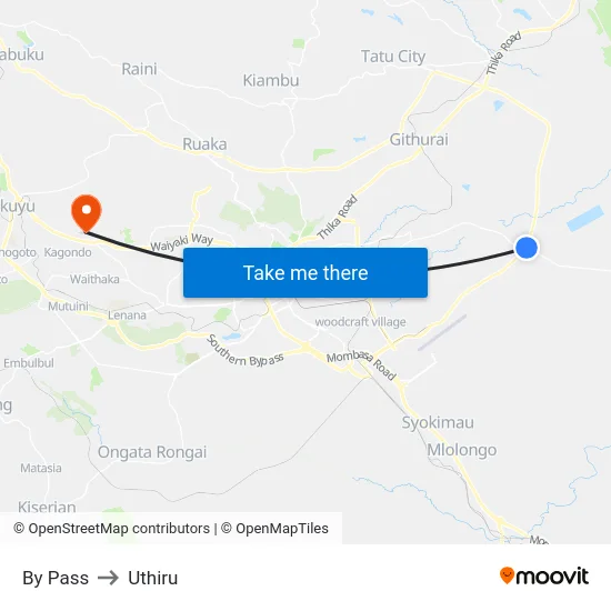 By Pass to Uthiru map