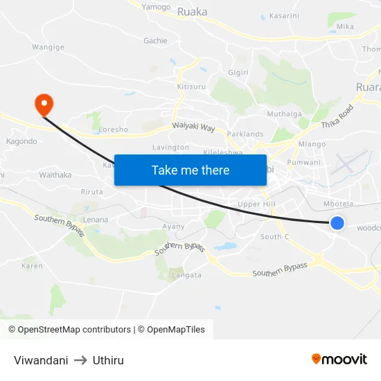 Viwandani to Uthiru map