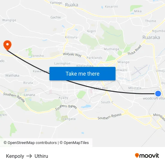 Kenpoly to Uthiru map