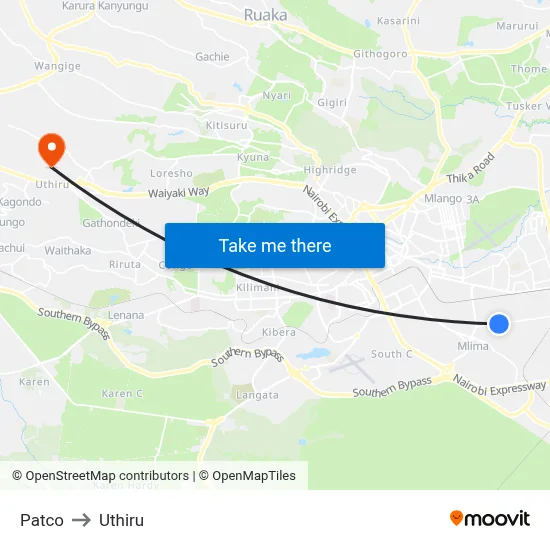 Patco to Uthiru map