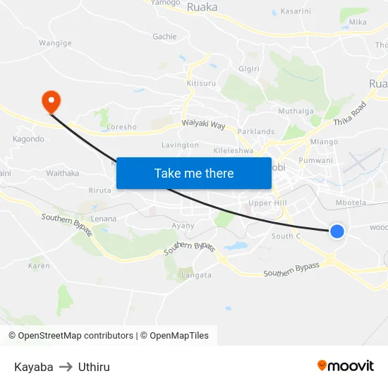 Kayaba to Uthiru map