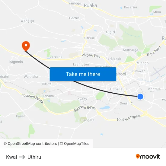 Kwal to Uthiru map