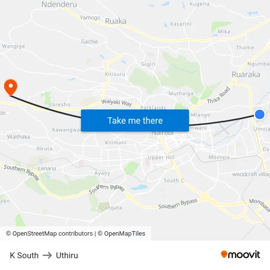 K South to Uthiru map