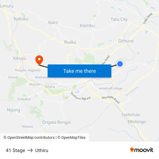 41 Stage to Uthiru map