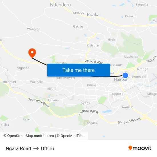 Ngara Road to Uthiru map