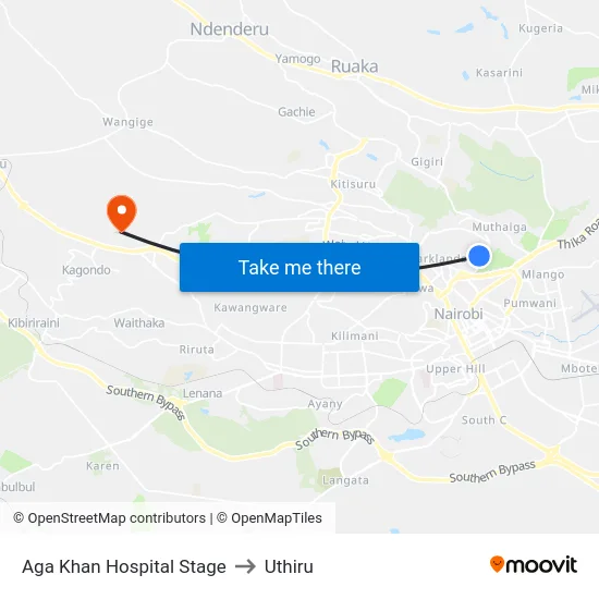 Aga Khan Hospital Stage to Uthiru map