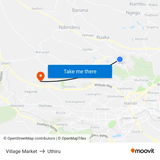 Village Market to Uthiru map