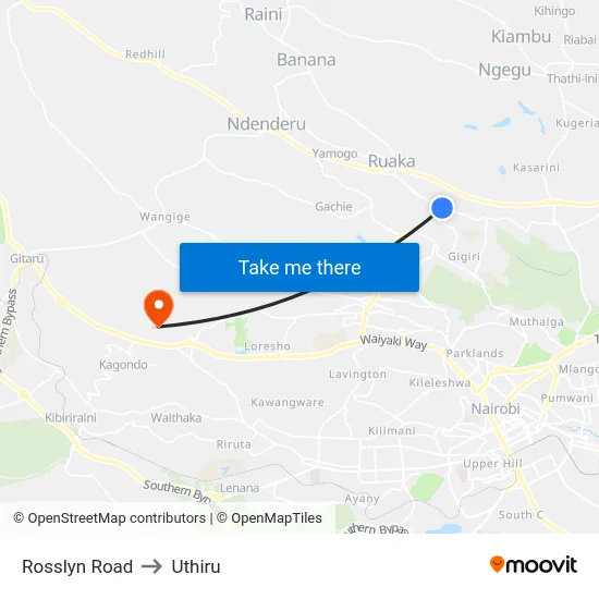 Rosslyn Road to Uthiru map
