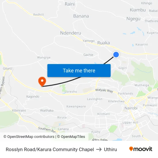 Rosslyn Road/Karura Community Chapel to Uthiru map