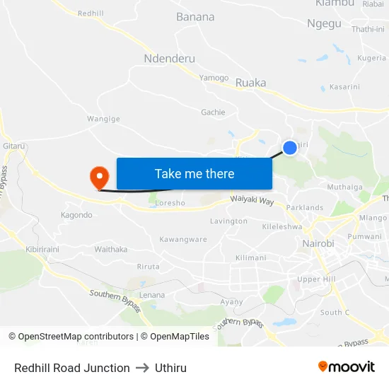Redhill Road Junction to Uthiru map