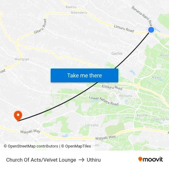 Church Of Acts/Velvet Lounge to Uthiru map