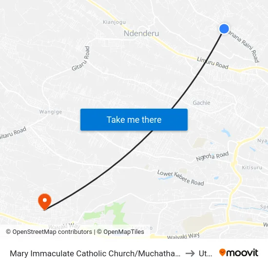 Mary Immaculate Catholic Church/Muchatha Shopping Centre to Uthiru map