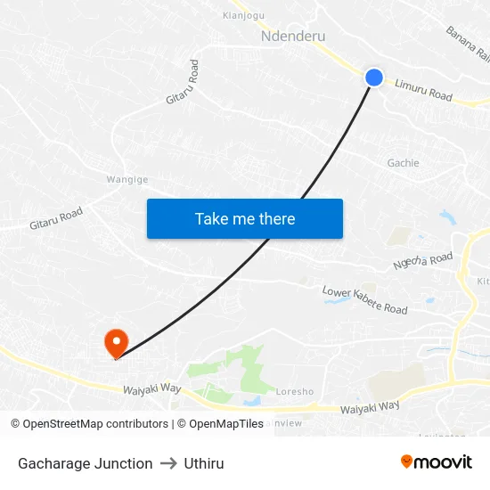 Gacharage Junction to Uthiru map