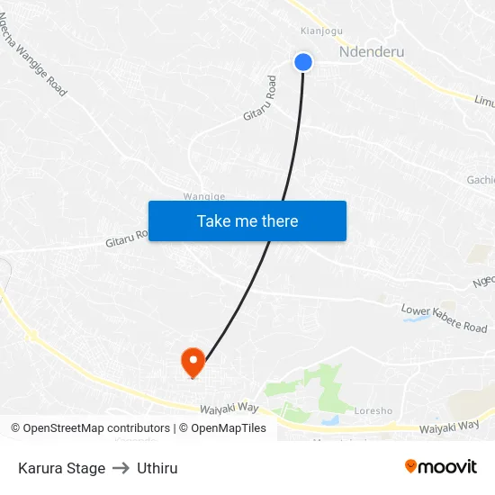 Karura Stage to Uthiru map