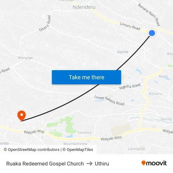 Ruaka Redeemed Gospel Church to Uthiru map