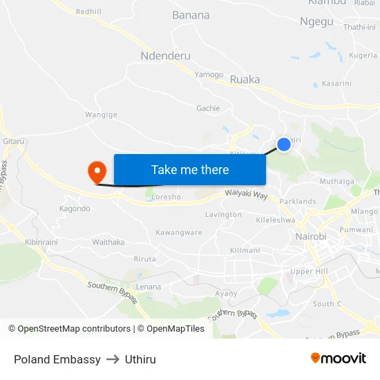 Poland Embassy to Uthiru map