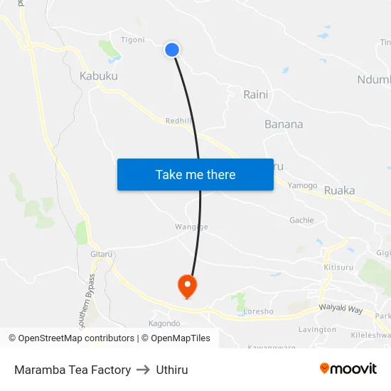 Maramba Tea Factory to Uthiru map