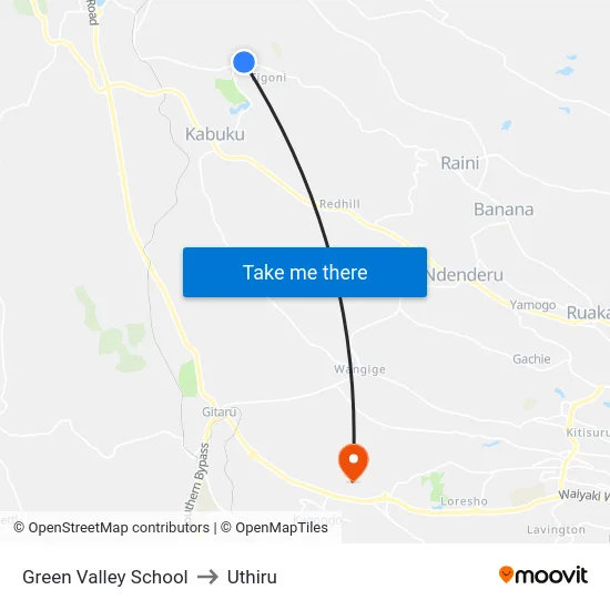 Green Valley School to Uthiru map
