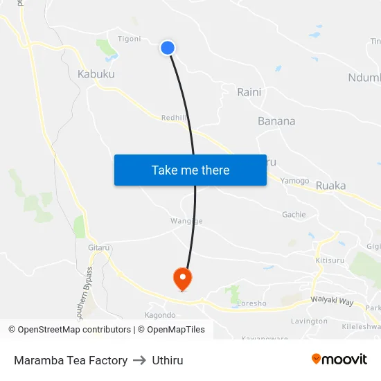 Maramba Tea Factory to Uthiru map